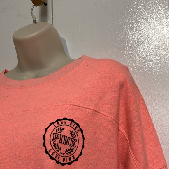 VICTORIAS SECRET PINK Long Sleeve Light Fleece Pullover Top Coral Womens Small - Picture 11 of 14